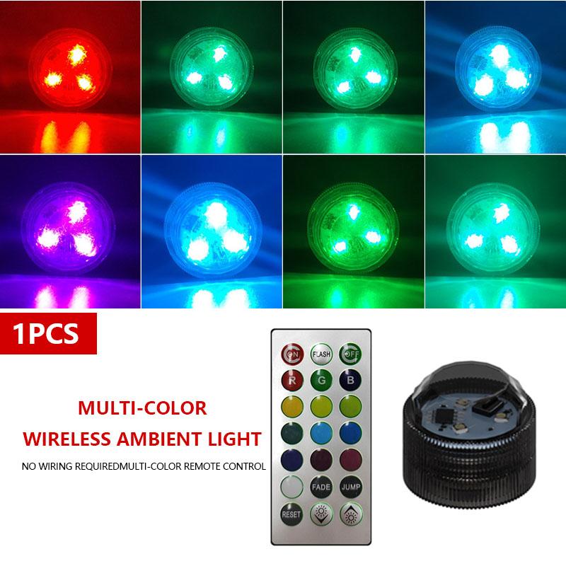 

LED Car Interior Ambient Light Wireless Remote Control Adhesive RGB Car Roof Atmosphere Lamp Bicycle Tail Light Warning Lights