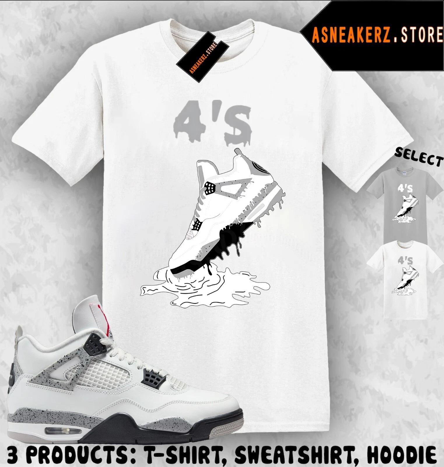 

Футболка в тон AJ 4 White Cement 2025 Сочетающаяся кроссовка Обувь Капающая 4s Футболка S