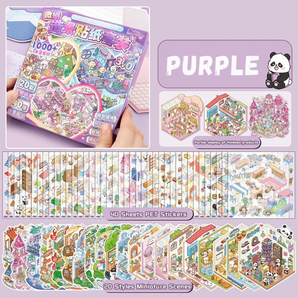 PET 3D Landscape Sticker Decompression Miniature Scene Collage DIY Cabin Scene Sticker  Boys/Girls