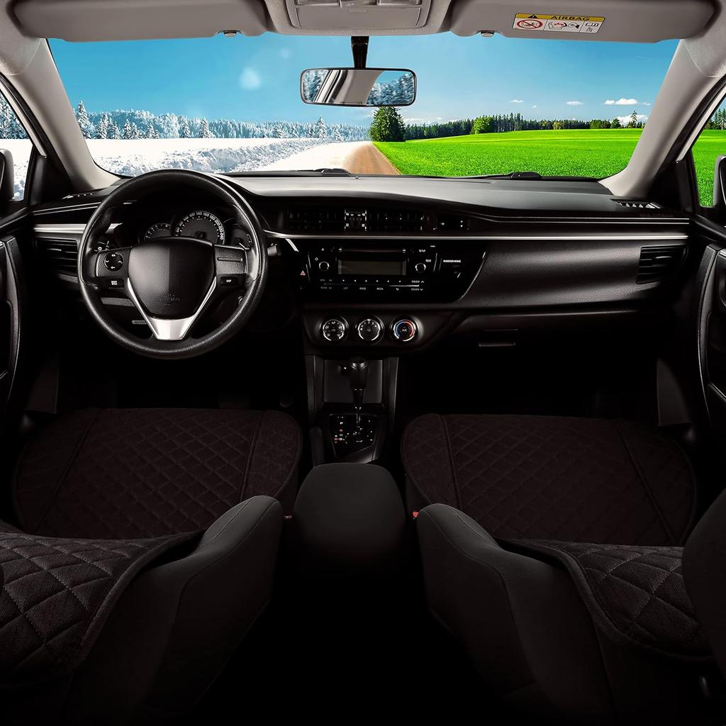 IVICY Leinen-Autositzbezug für Autos - Weich &; Atmungsaktive Front-Premium-Abdeckungen mit Anti-Rutsch-Schutz Universell passend für die meisten Autos, Vans, SUVs,