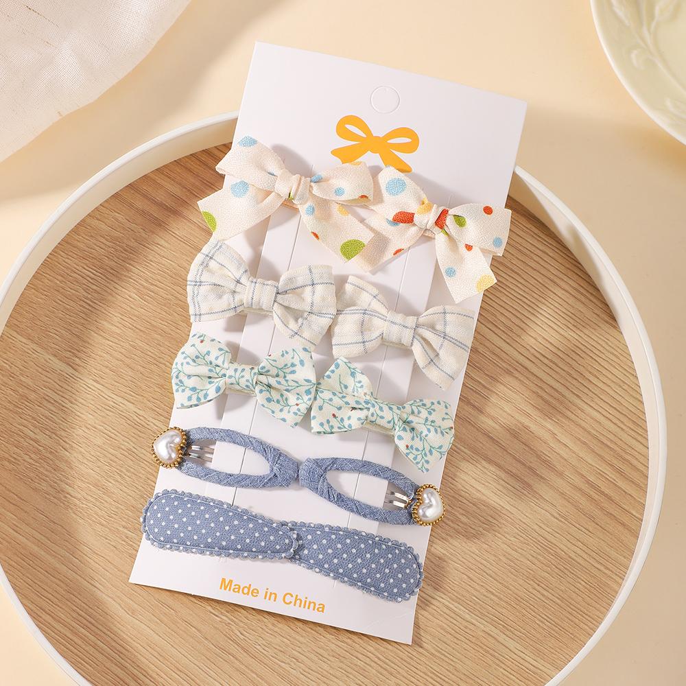 RAINBOW BOWS 10Pcs/set Handmade Fabric Printed Barrette Boutique Mini Bangs Bow Hair Clip Ins Daisy Hairgripes Spring Style