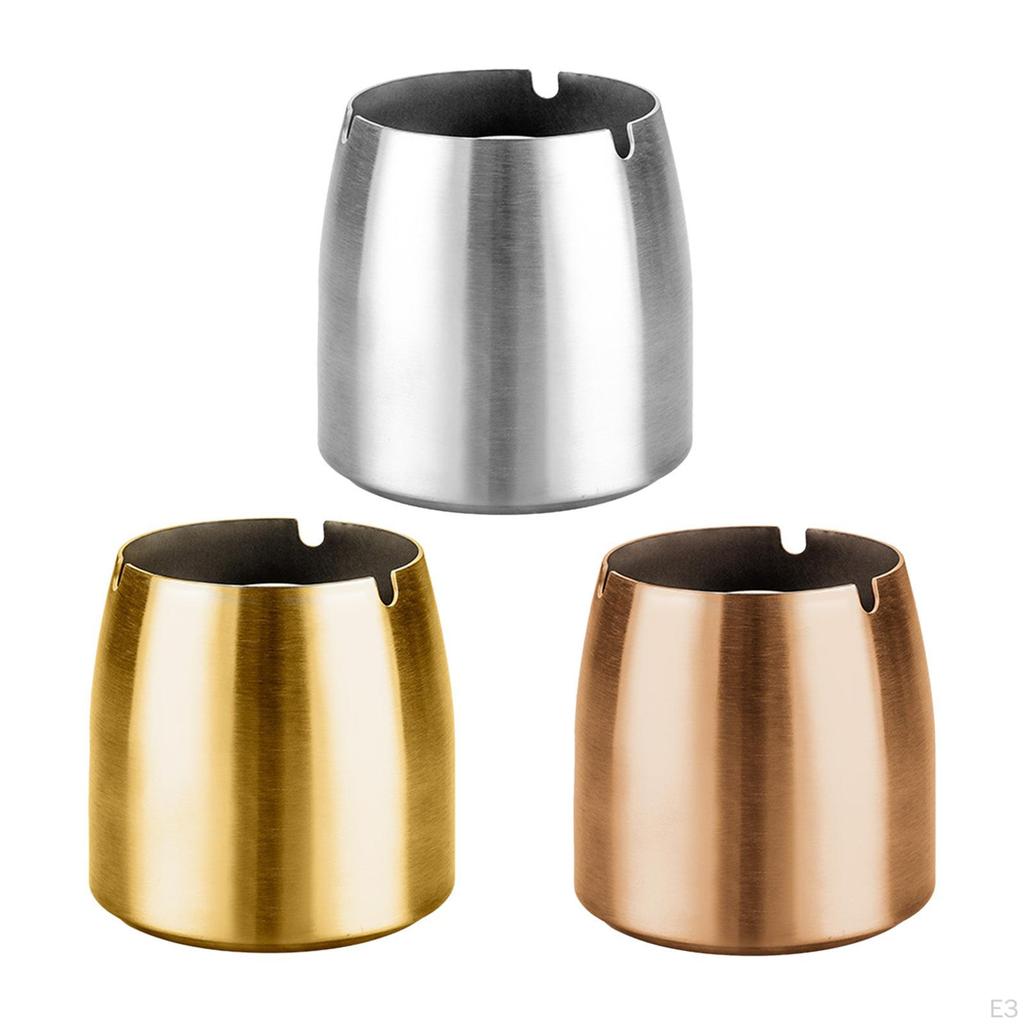 Tapered Ash Holder Portable Stainless Steel Ashtray for Villas Outdoor Patio Argent