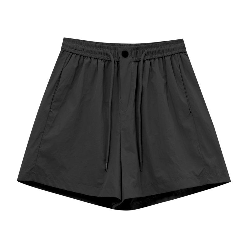 

Женские быстросохнущие шорты с эластичной талией на кулиске, с высокой посадкой, свободные, с широкими штанинами, лето 2025 XXL чёрный