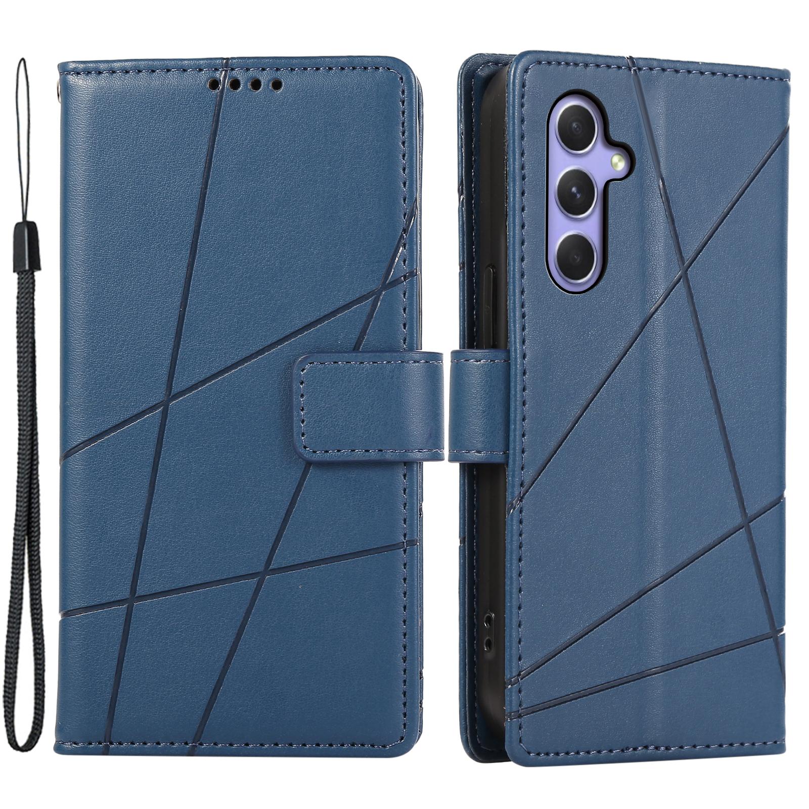 DF-06 For Samsung Galaxy A55 5G Wallet Case Line Imprinted Leather Phone Cover C