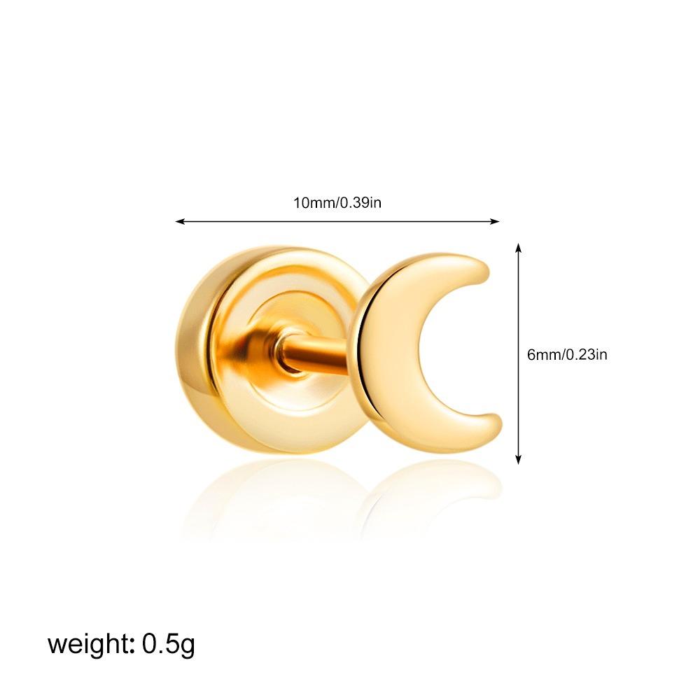 Single Ear Cartilage Stud Gold Titanium Steel Piercing Earring Zircon Straight Post Screw Back Unique Minimalist Design