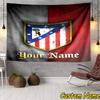 Custom Name Atletico Madrid Crest Tapestry Accessories for Bedroom,Livingroom, dormitory Room Wall Hanging Decor, Fan Birthday Gifts