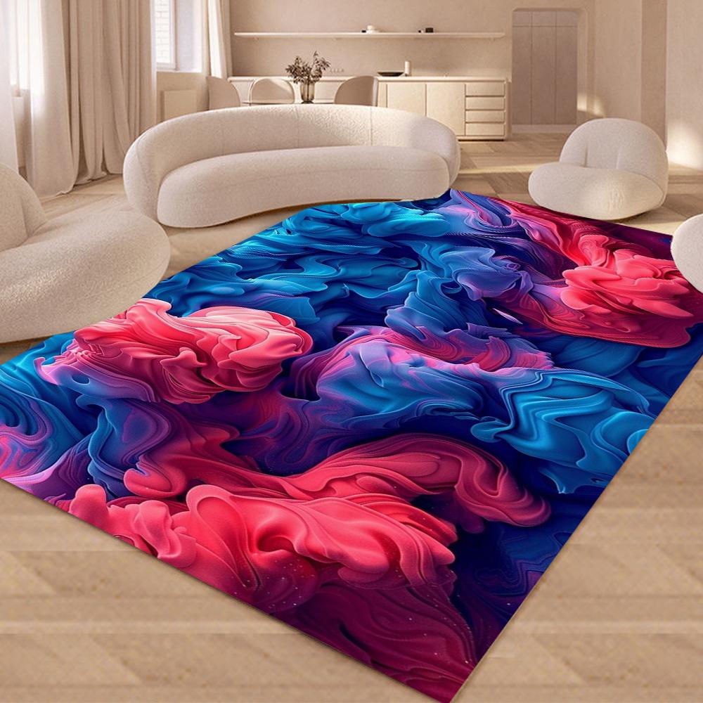 Kreativer Farbfluss-Bereichsteppich mit abstrakten flüssigen Mustern Wohnzimmer Schlafzimmer Kunstliebhaber Dekor Teppich Heimdekoration Matte