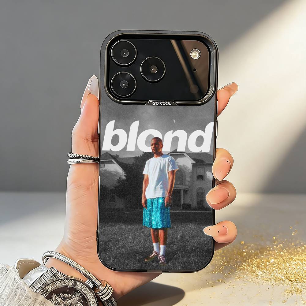 F-Frank Ocean B-Blonde Phone Case For iPhone17 16 15 14 13 12 Pro Max Grey Black Matte Laser Metallic Aurora Funda