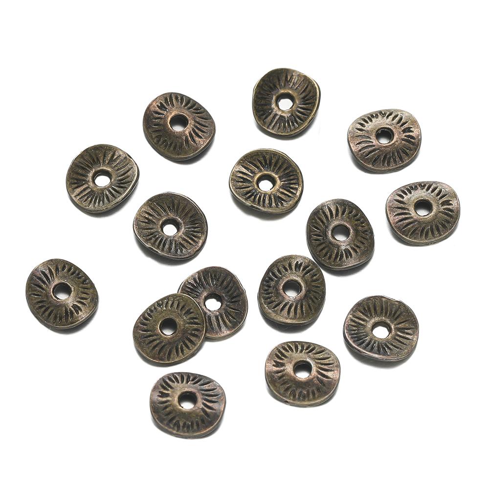 50pcs 7.5x8.5mm Round Curved Brushed Disks Spacer Beads for Bracelet Necklace Jewelry Making Accessories Supplies