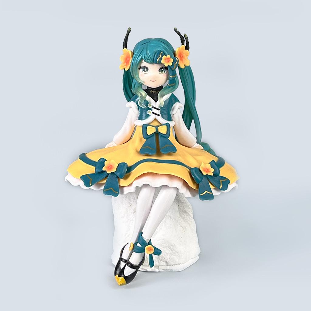 

Miku Sitting Hatsune Pose Pvc Anime Model With Spring Theme Desktop Decoration