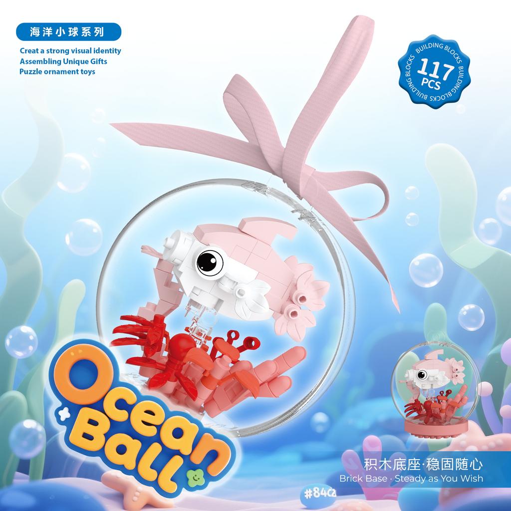Neue Produkte Ozeanball Bausteine Montage Spielzeug Mikroblöcke Tiermodelle Lernspielzeug Desktop, Hängeornament