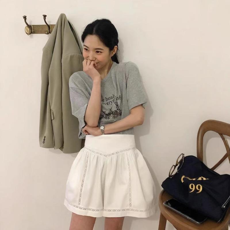 Women's Spring and Summer Niche with Round Neck Cartoon Printed Design Loose with Short Sleeve T-shirt Top