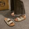 2025 Summer New Belt Buckle Half Slippers Women's Non-slip Casual Boken Versatile Retro One-word Open-toed Cool Slippers