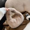 Winter Women's Half Mo Fur Handbag Small Plush Wrist Bags for Ladies Fashi Furry Short Handle Clutch Phe Bag Coin Purses