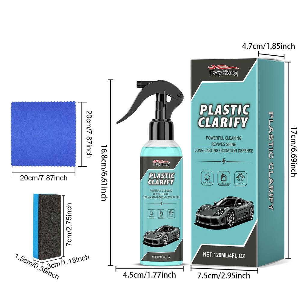 Car Interior Refurbishment Agent With Spong Towel Auto Plastic Rubber Back To Black Gloss Restorer Spray Car Care Coating