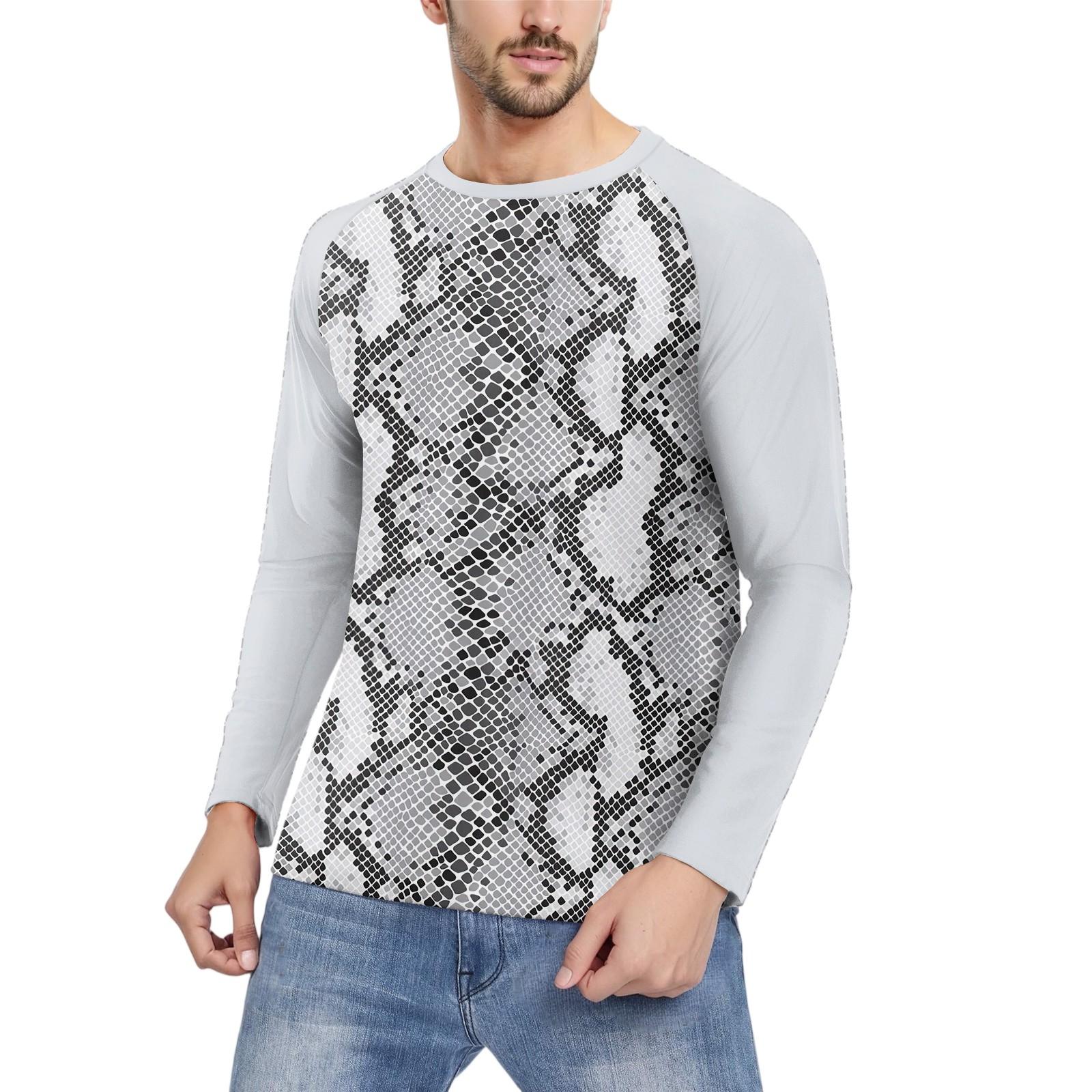 

Men s Fashion Printed Raglan Long Sleeve Sports Top XXL