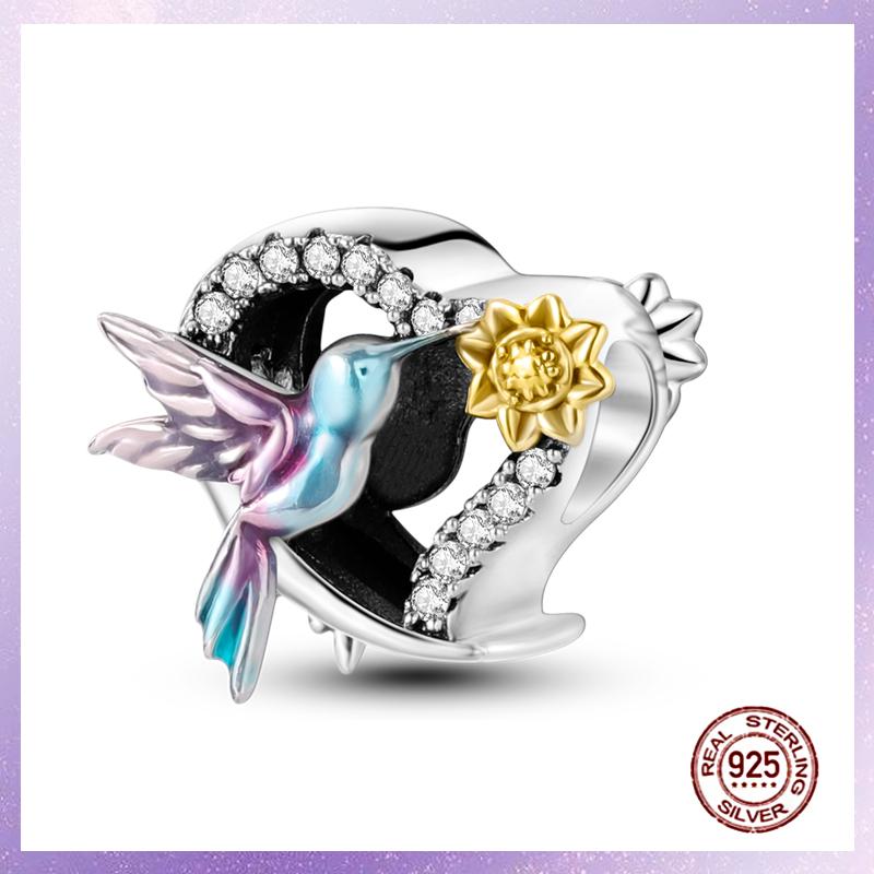 Purple Charms Copper Fit Original Pendant Bracelet Butterfly Glass Heart Feather Clip Charm Dangle Luminous Bead Diy Jewelry