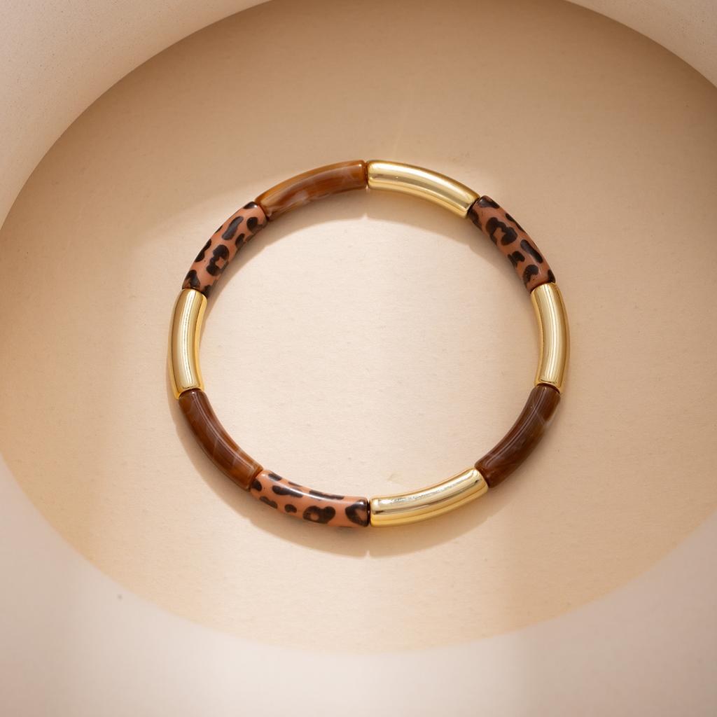 Módní leopardí potisk Personalizovaný bambusový náramek Vysoká kvalita kovový styl Módní náramek Retro vynikající náramek