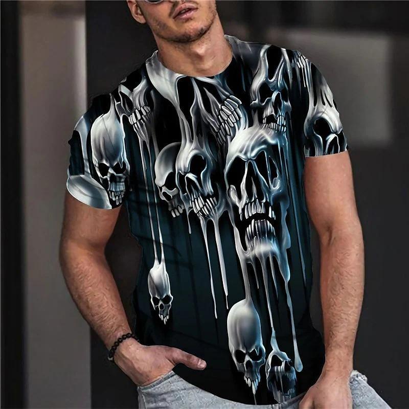 Summer Fashion Men's T-shirt Graffiti Pattern 3D Flower Print Casual Loose Outdoor Boy Short Sleeve Tees Top Pullover