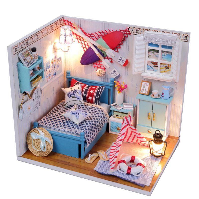 Exquisite 3d Miniature Dollhouse Furniture Kit With Led Light For Imaginative Kids