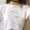 Minimalist Art Line Face European and American Pure Cotton Printed Unisexs and Womens Fashion Tshirt New Personalized Tshirt