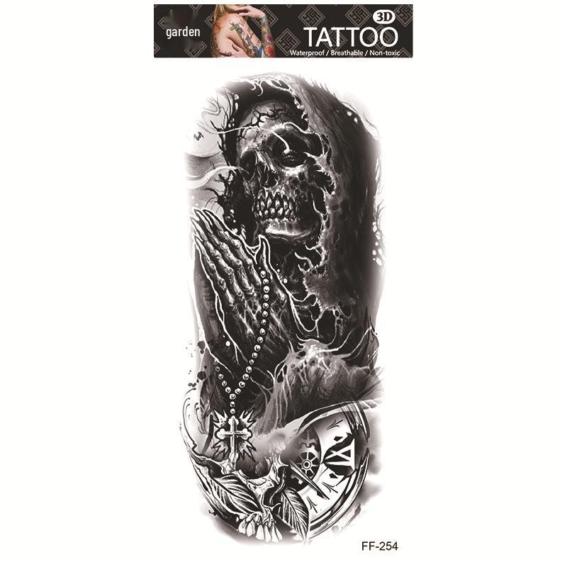 Adesivi per tatuaggi impermeabili Yuanhua - Totem con testa di lupo e disegni di testo arabo