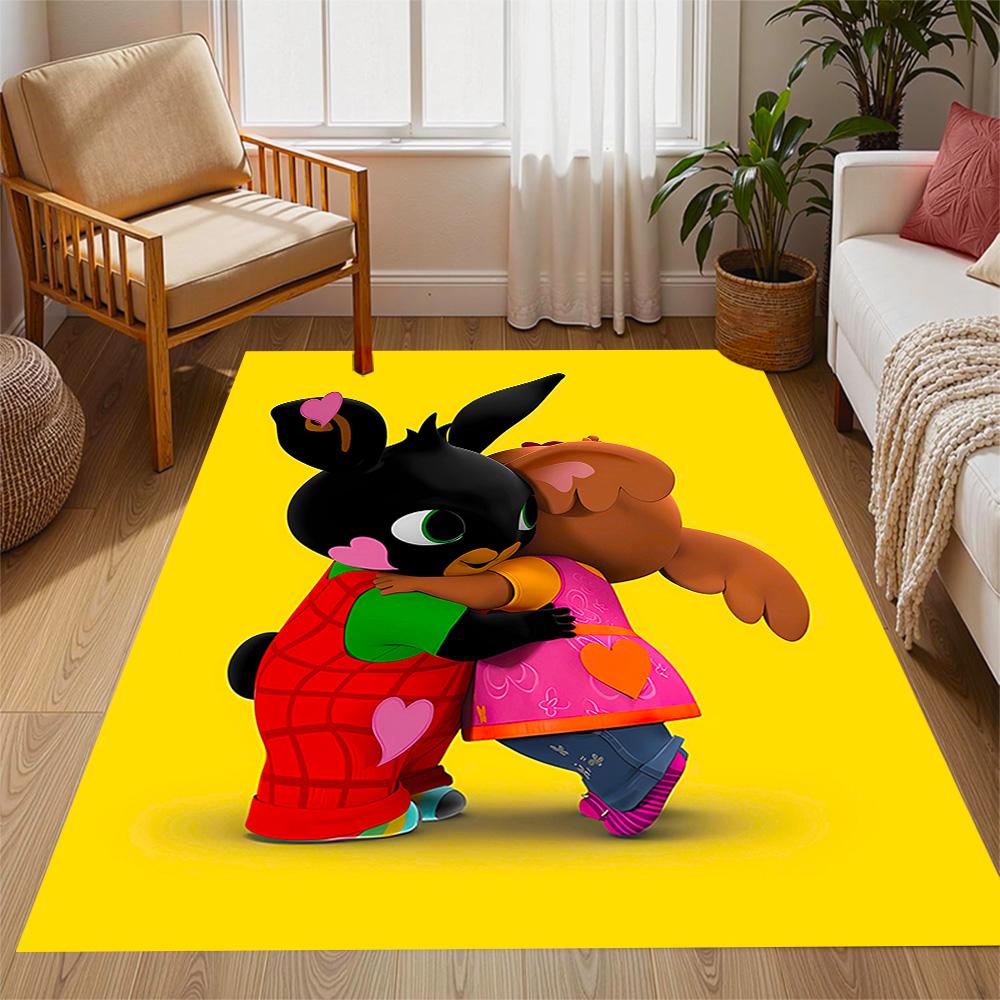 Bing Bunny And Friends Themed Anti-Slip Rugs - Polyester Home Decor, Suitable for Bedrooms, Living Rooms, Doorways, Studios, and Decorations