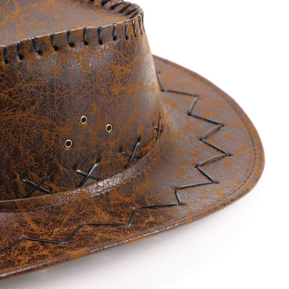 Knight Hat Summer Sun Hat PU Leather Sunscreen Cap Casual Western Cowboy Hat  Summer