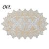 Washable Fabric Doilies for Vases White Lace Doily, Elegant Retro Placemat, Embroidered Table Breathable Polyester Mats Mat, Rectangular Round