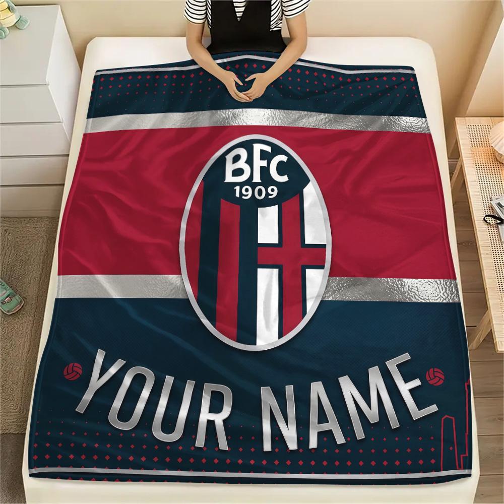 Custom Name Bologna FC2 Flannel Blanket, High quality Comfortable for All Seasons, Home Decor, Warmth and Comfort