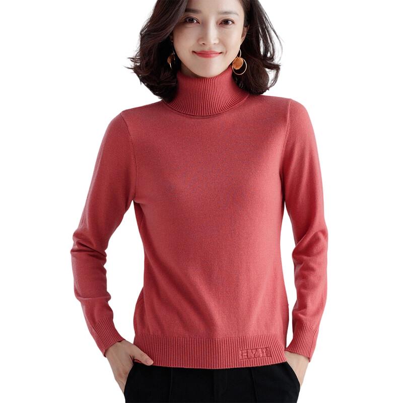 Women's High-Neck Long-Sleeve Pure Wool Sweater
