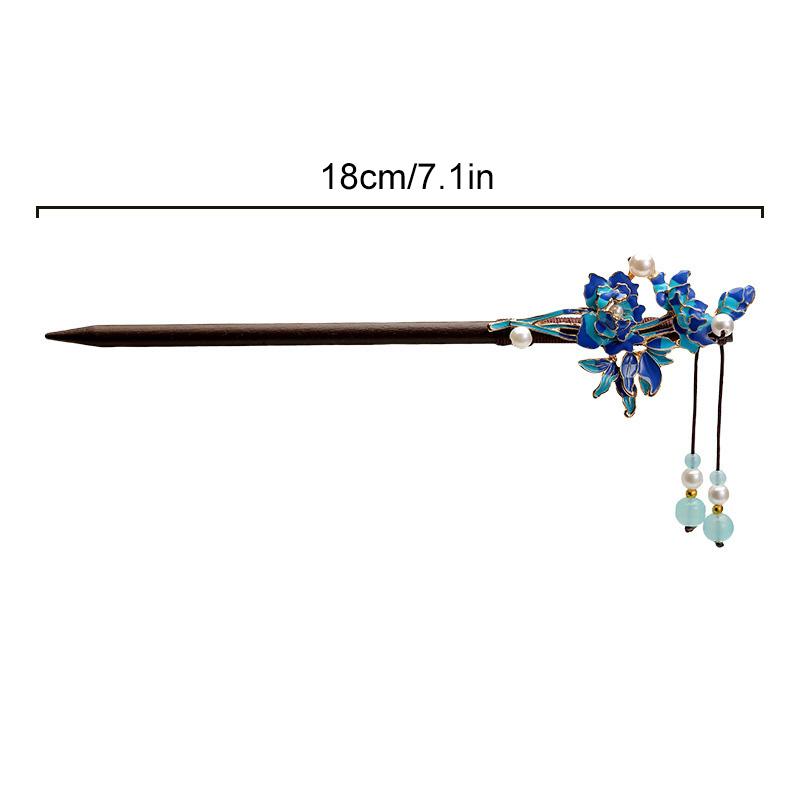 1Pc Updo Fresh Wood Ancient Headwear Flower Hairpin New Chinese Style Tassel Tassel Hairpin