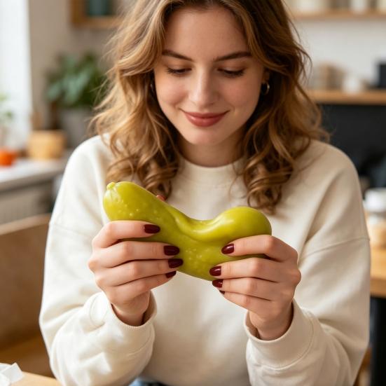 Decompress Toys with Sour Pickles Shape Fidget Toy Soft Elastic Slow Rebound Stress Relief Toy for Prank Funny Prop
