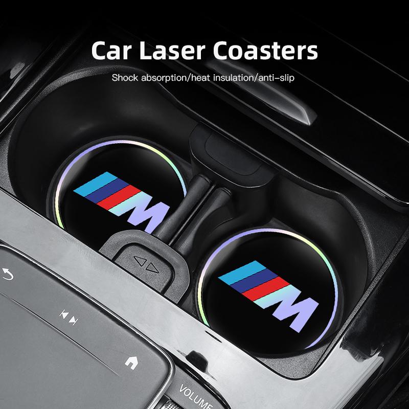 2Pcs Car Water Cup Pad Holders Non-slip Laser Logo Mat For BMW F12 F13 G11 G12 G08 E89 E86 F26 F16 F40 G30 F10 F20 F46 G14 G07