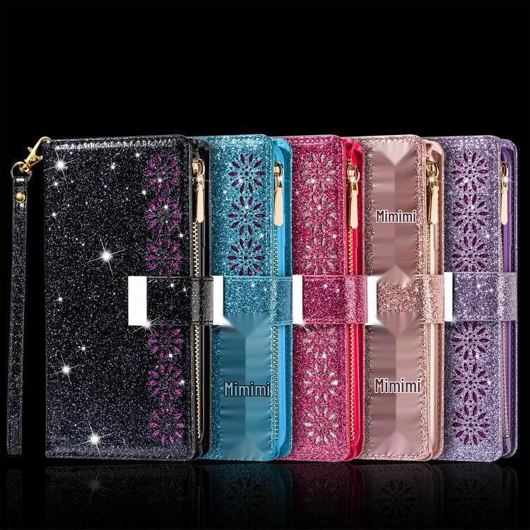 Redmi Note 9 Pro/K30/8A Leather Wallet Case with Laser Engraved Nine Card Slots