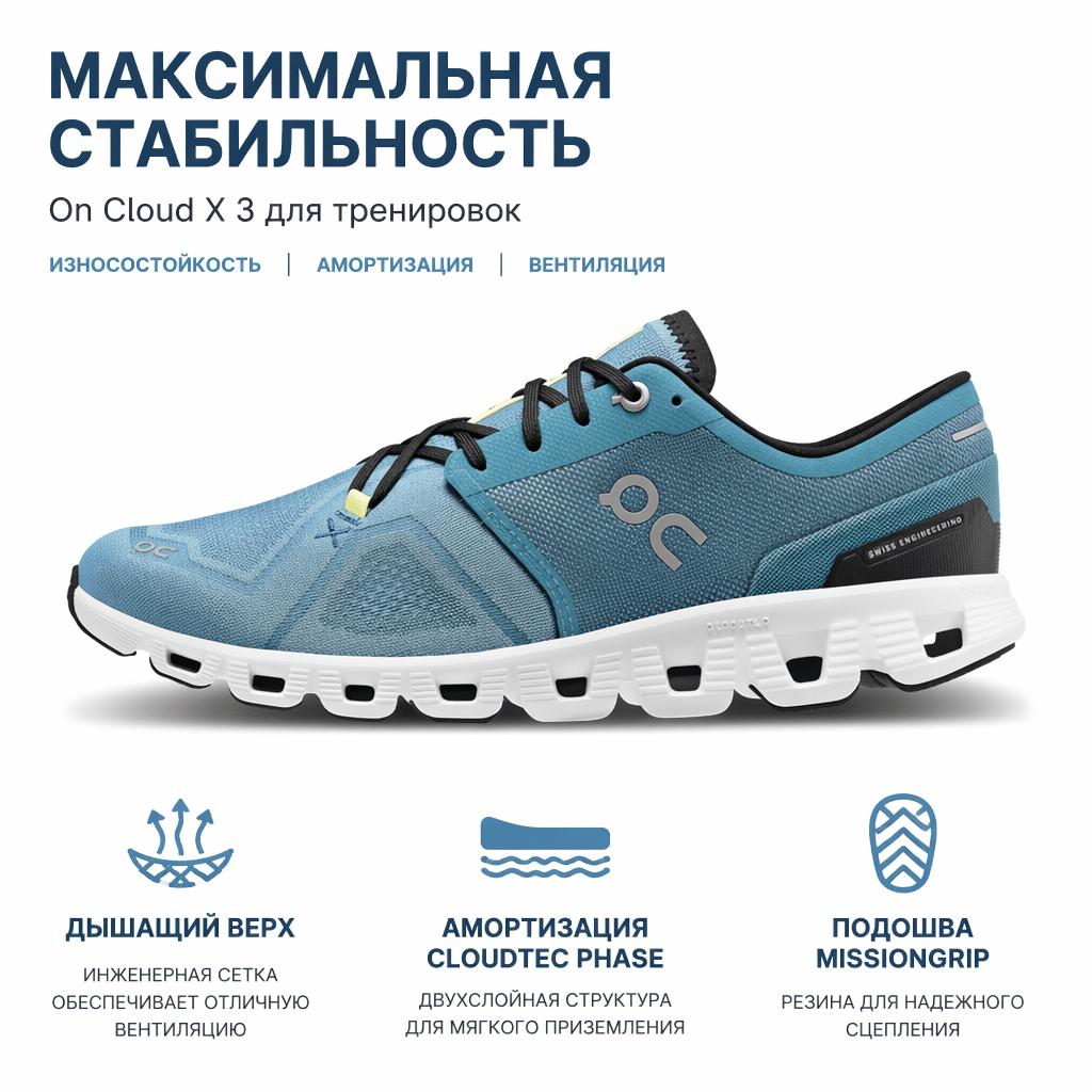 ON Cloud X 3 Pewter Ανδρικά Αθλητικά Παπούτσια Μπλε Λευκό 60.98255