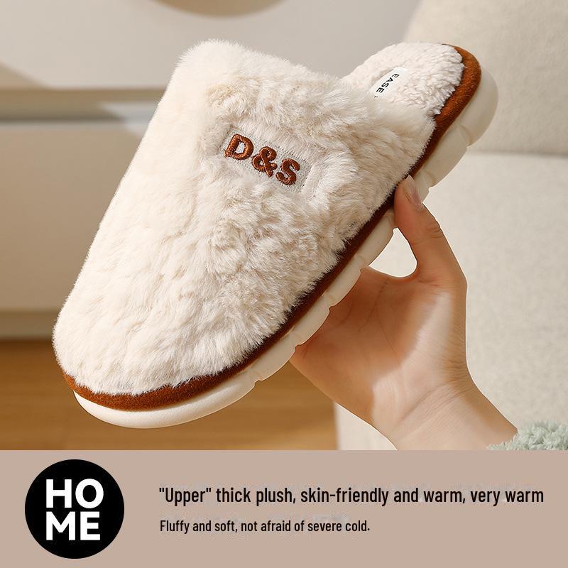 Winter 2023 Women's Plush Cotton Slippers: Cozy Velvet-Lined, Thick-Soled Comfort for Indoors