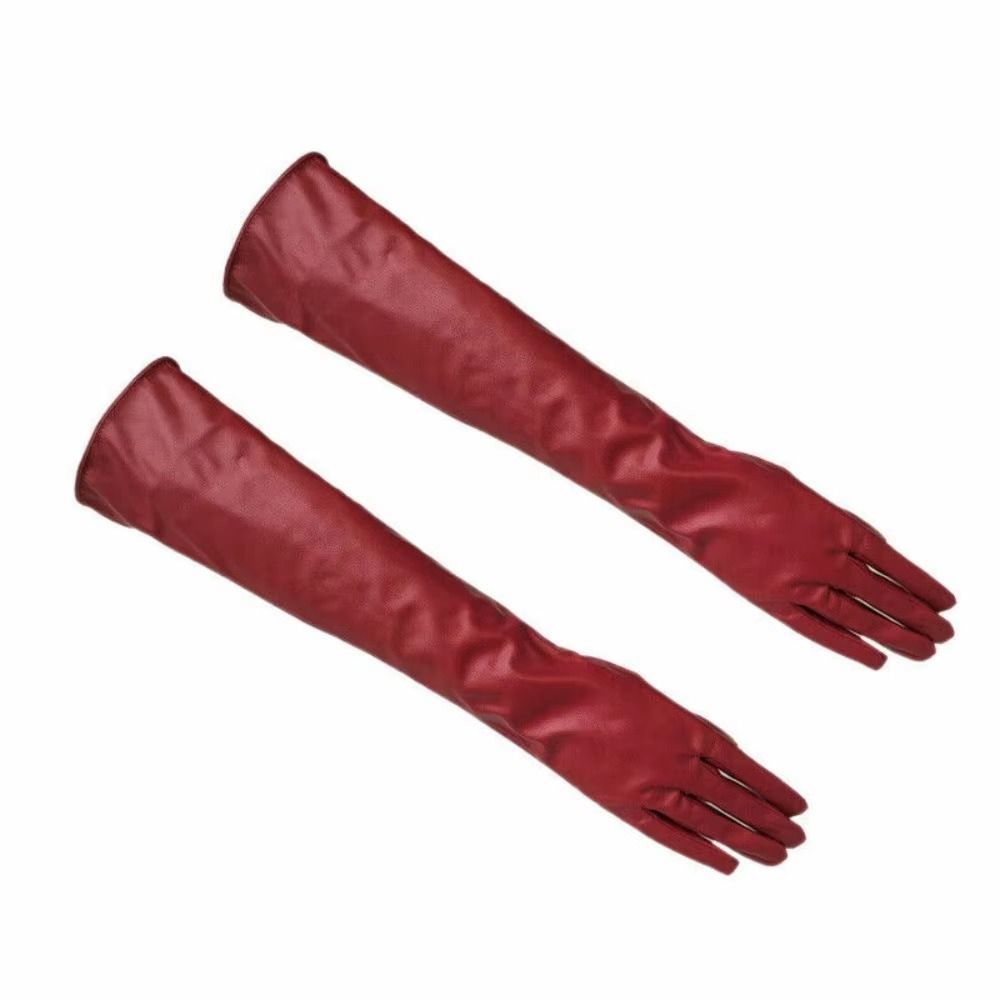Full Finger Pu Leather Gloves Solid Color  Mittens Long Gloves  Photography Props