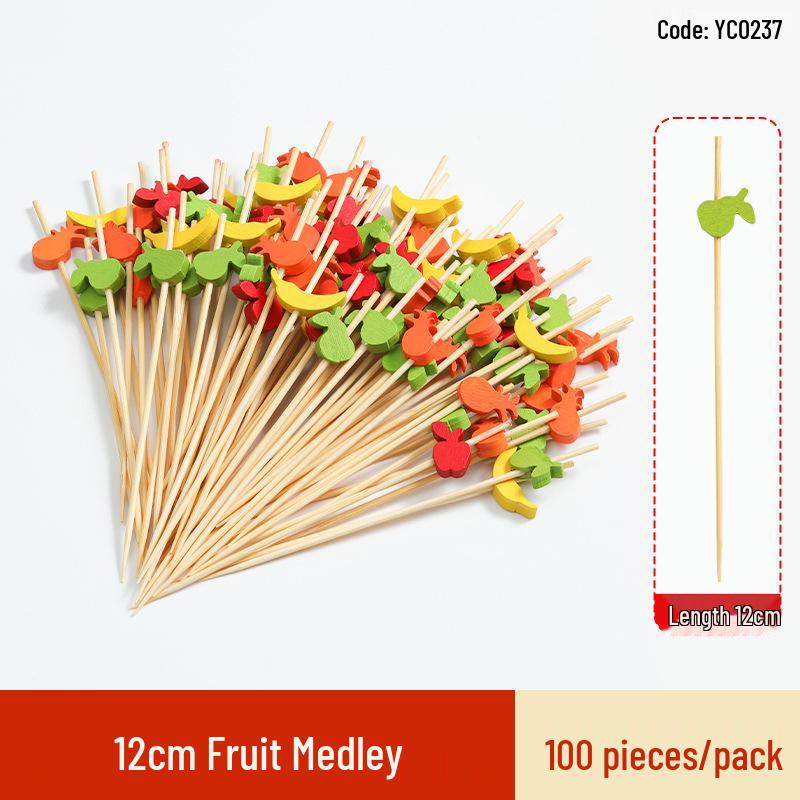 Creative Bamboo Fruit & Flower Picks for Parties, Cocktails, Burgers, & Easter Decorations
