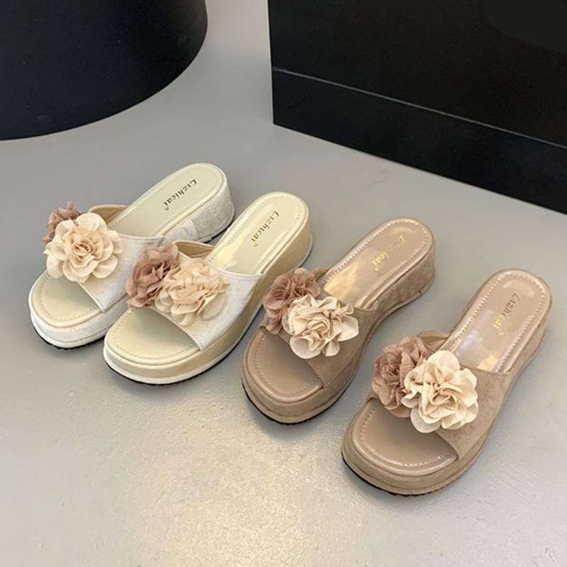Fashion Wedges Women Slippers Platform Fashion Shoes Flower Casual Pumps Dress Woman Sandals 2025 Summer Brand Trend Female Zapatillas