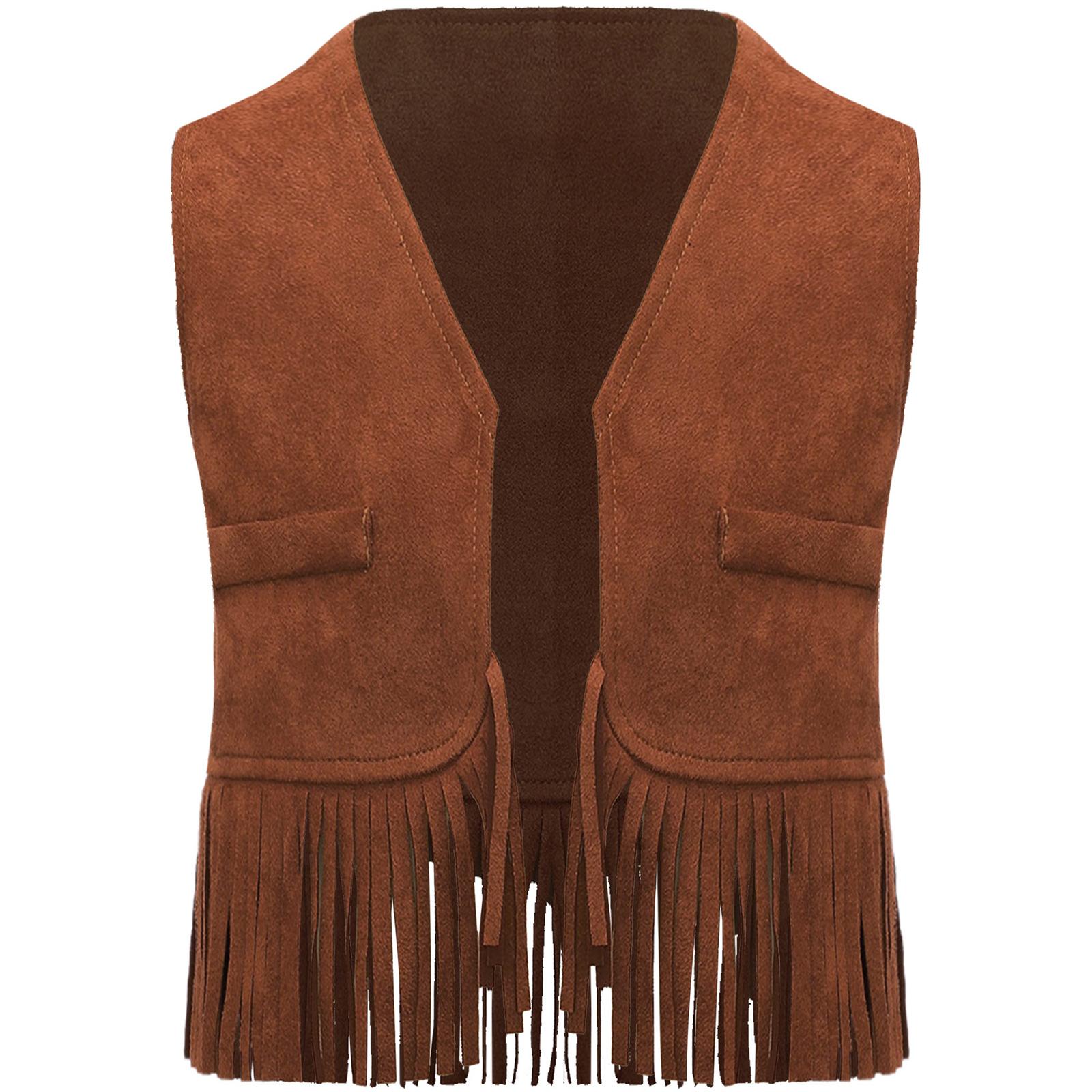 

Детский ковбойский жилет из замши с бахромой, западный костюм, наряд на Хэллоуин, реквизит для фотосессии, наряд ковбойши 0-3 Months коричневый
