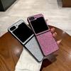 Luxury Sparkling Solid Color Back Cover for SamSung Galaxy Z Flip 8 6 5 4 3 Flip7 FE Sequin Shiny Hard PC Bling Lattice Case