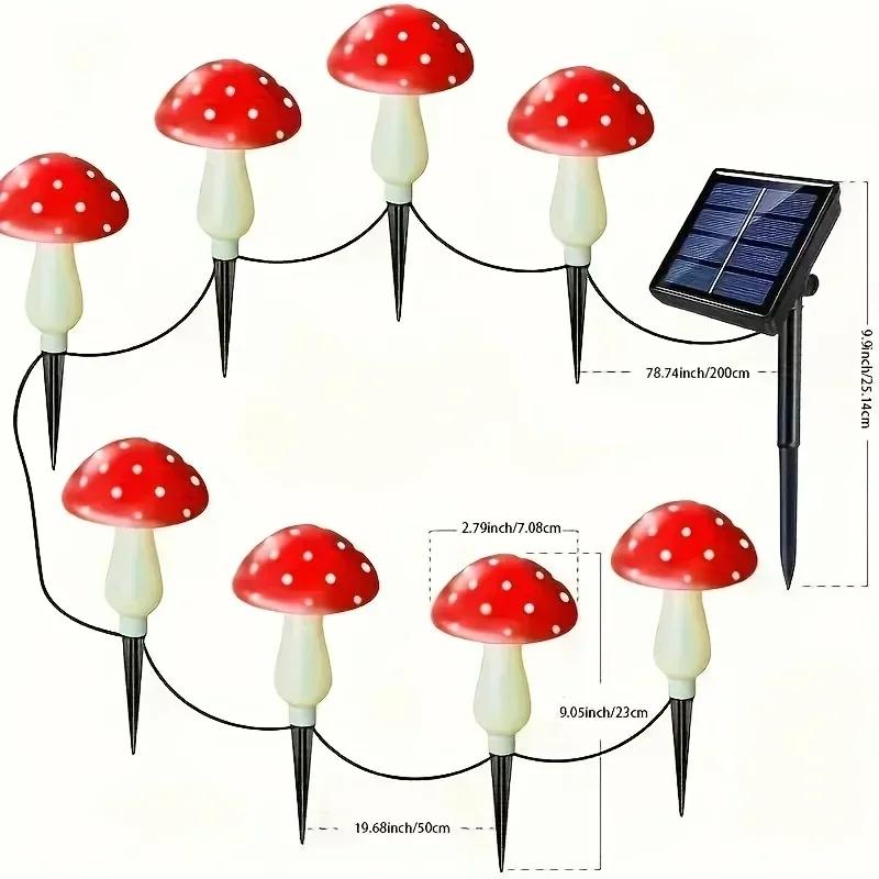 8/12/20LEDS Solar Mushroom Fairy Light Garden Outdoor Decor Waterproof Night Lamp Yard For Christmas Wedding Party Decoration