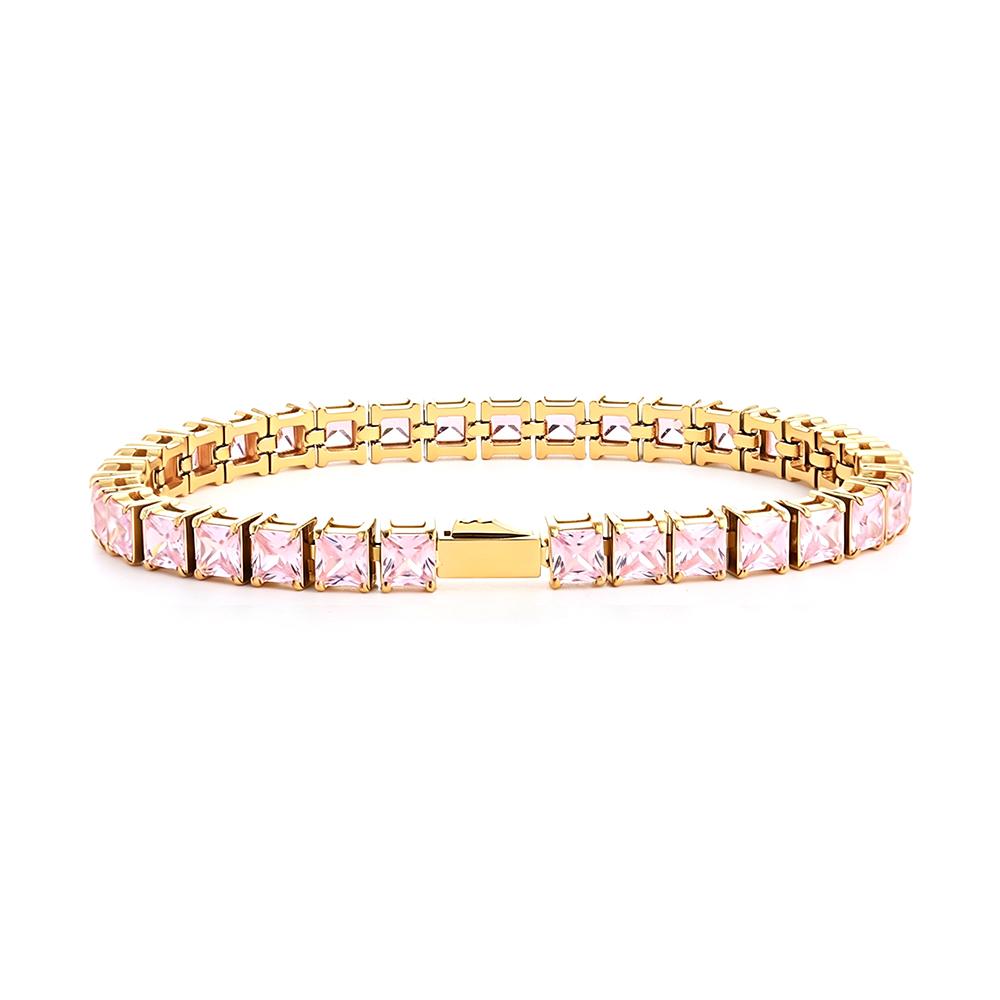 Multi-colored fashionable 4mm wide tennis chain, zircon sparkling hip-hop style exquisite jewelry bracelet for men and women
