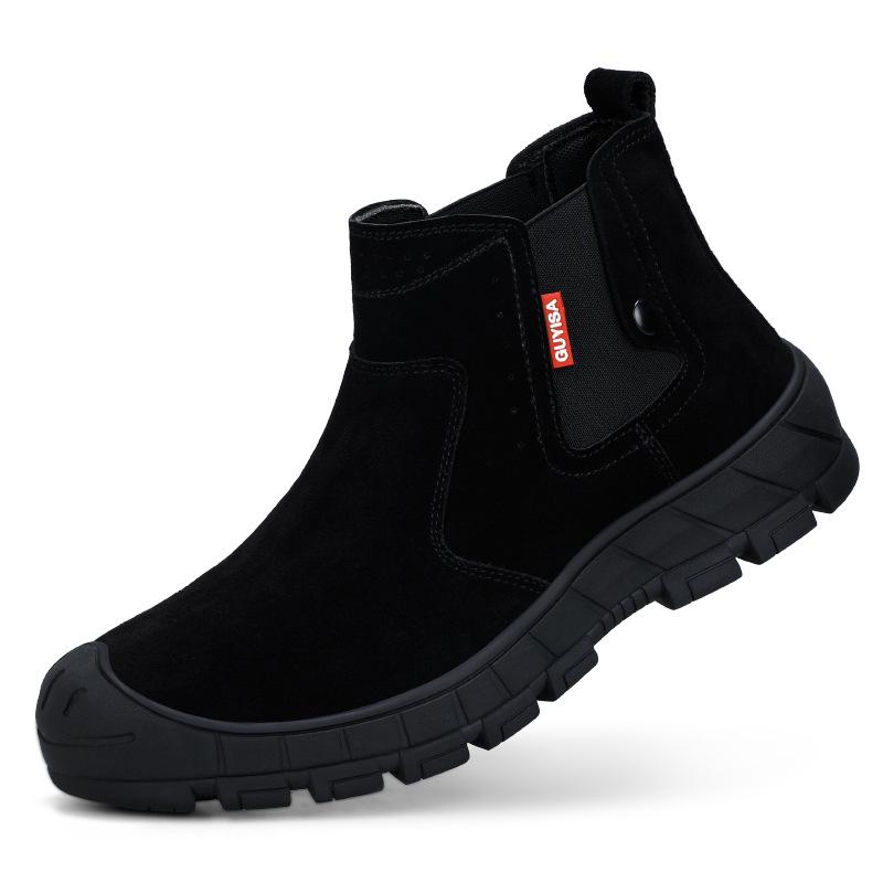 Men's Safety Shoes: Anti-Smash, Anti-Puncture, Anti-Scald, Non-Slip, Suede, Comfortable Rubber Sole