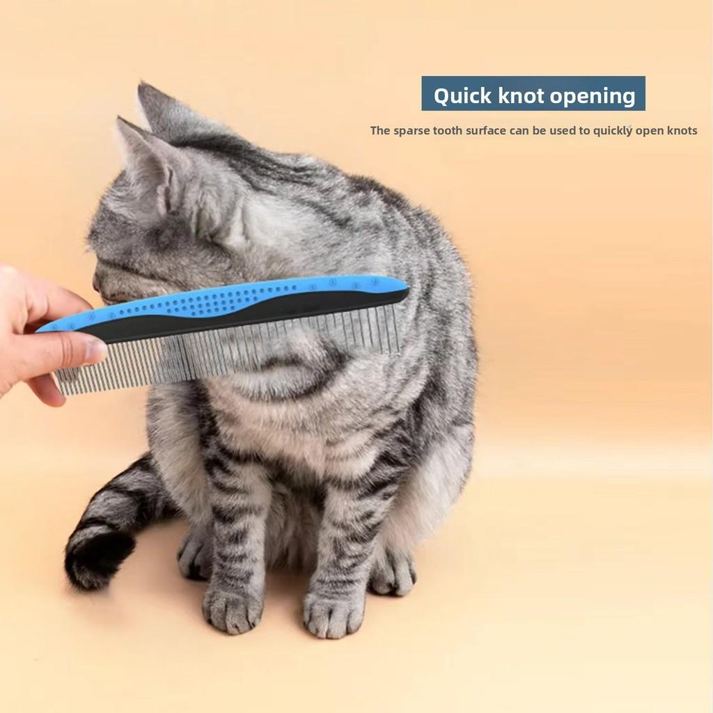 Stainless Steel Dog Grooming Comb With Wide And Fine Tooth For Pet Hair Detangling And Grooming