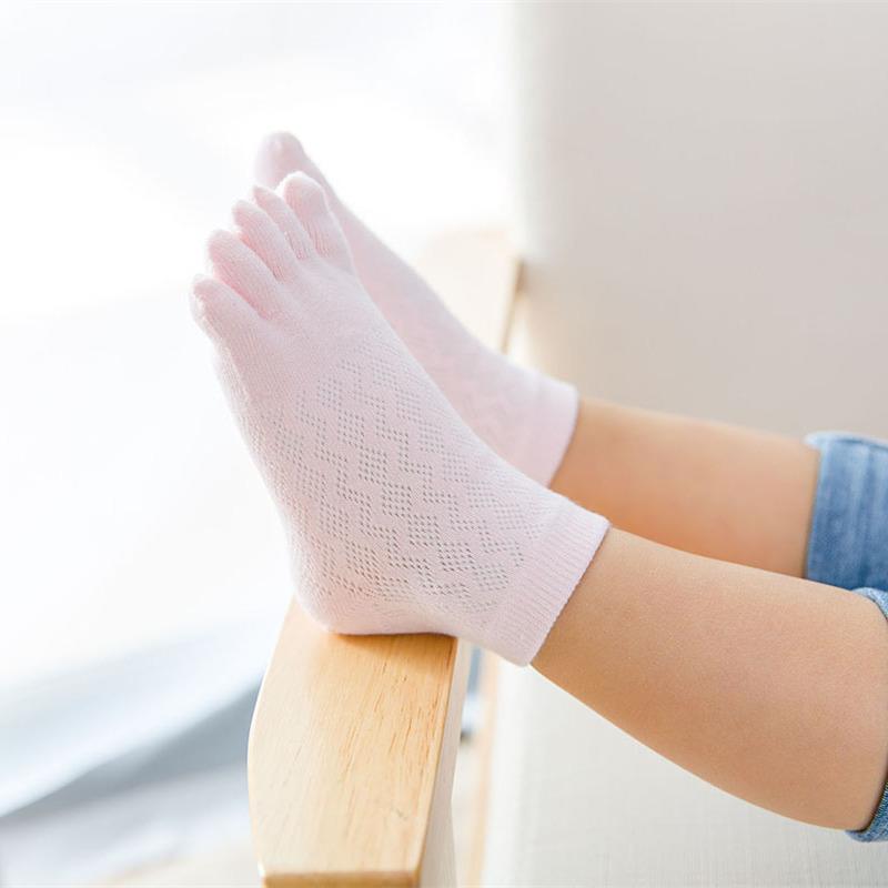 5 Pairs Toddler Baby Socks Solid Cotton Five Fingers Kids Boys Girls Mesh Breathable Toe Socks 1-3-6-10-12 Children Accessories
