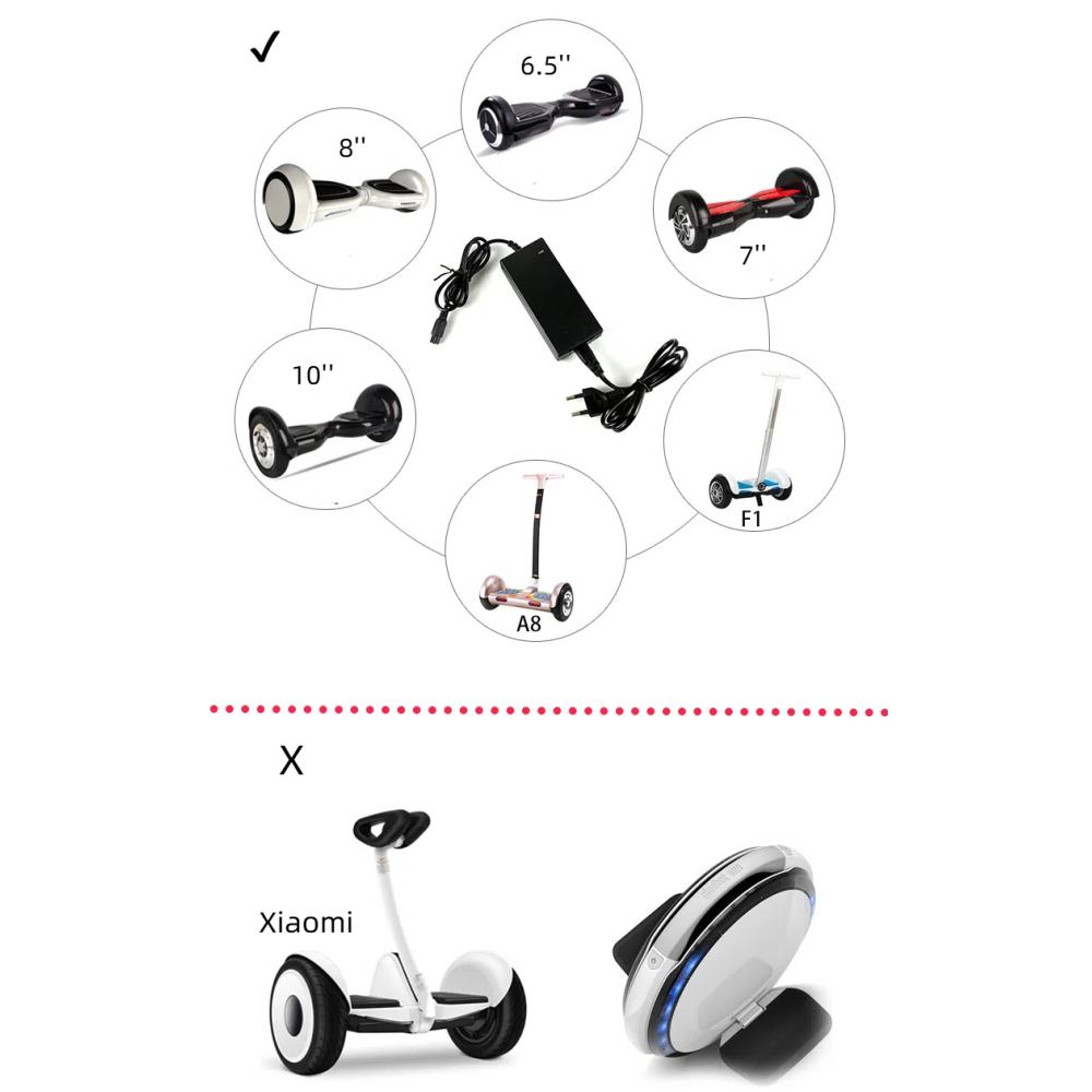 42V 2A Lithium Charger for Smart Electric Balance Wheel,Self Balancing Hover Board