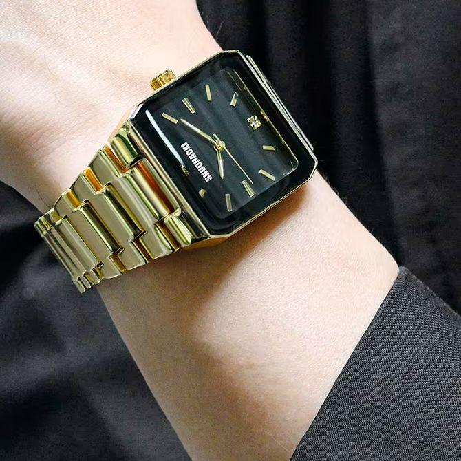 1Pc Men's Fashionable High-End Classic Stainless Steel Strap Quartz Watch Suitable for Daily Wear
