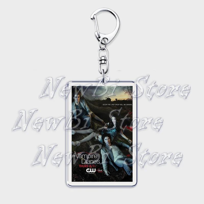 TVD The Vampire Diaries Keychain for Accessories Bag Damon Stefan Salvatore Elena Gilbert Key Chain Keyring Jewelry Fans Gifts
